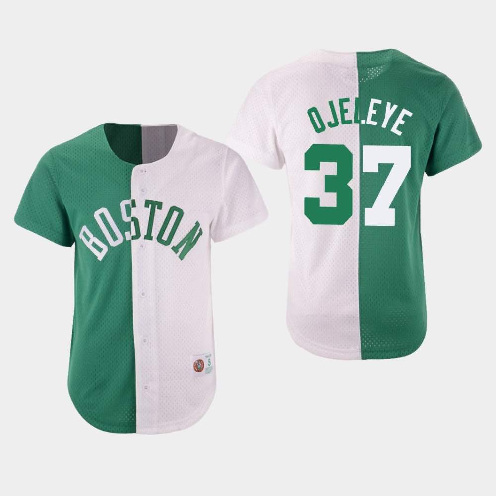 Men's Boston Celtics #37 Semi Ojeleye Green White Split Mesh Button Jersey RPU81E8E