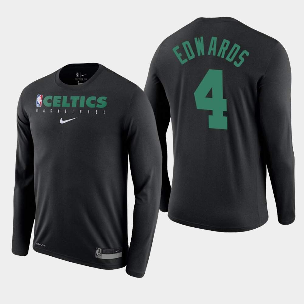 Men's Boston Celtics #4 Carsen Edwards Black Long Sleeve Legend Performance Practice T-Shirt VTH37E2V