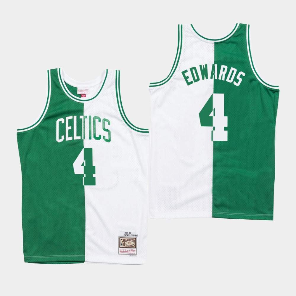 Men's Boston Celtics #4 Carsen Edwards Green White Fashion Split Jersey TGV64E3C