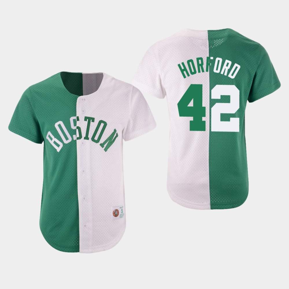 Men's Boston Celtics #42 Al Horford Green White Split Mesh Button Jersey OOZ17E7M