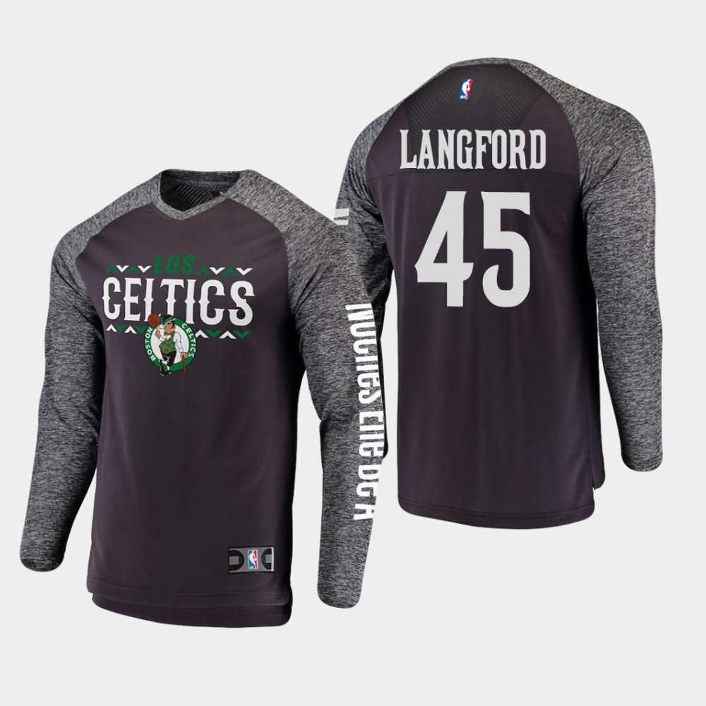 Men's Boston Celtics #45 Romeo Langford Gray Long Sleeve Shooting Noches Enebea T-Shirt KAO48E1Q