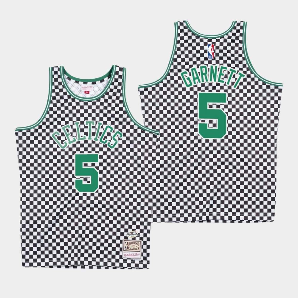 Men's Boston Celtics #5 Kevin Garnett White Checkerboard Jersey WWN48E0C