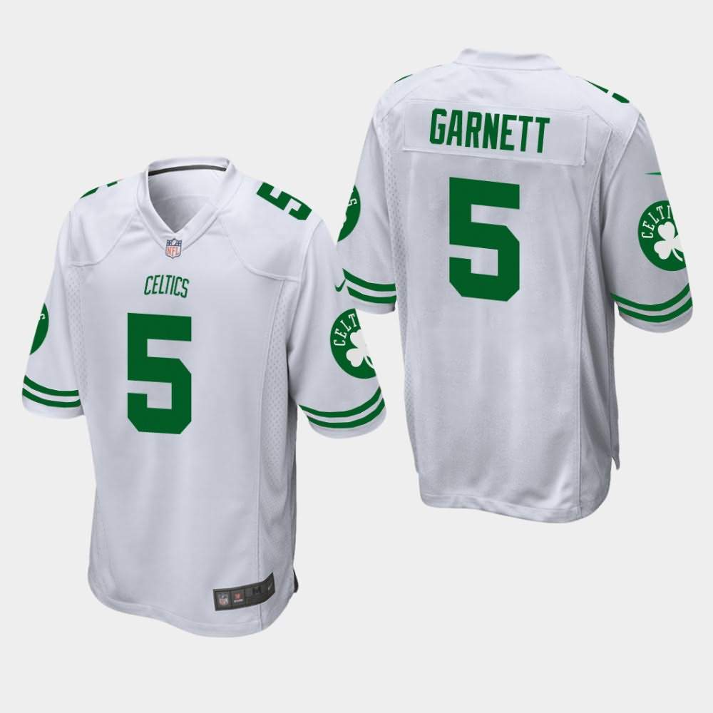 Men's Boston Celtics #5 Kevin Garnett White Football Jersey UUZ85E2X
