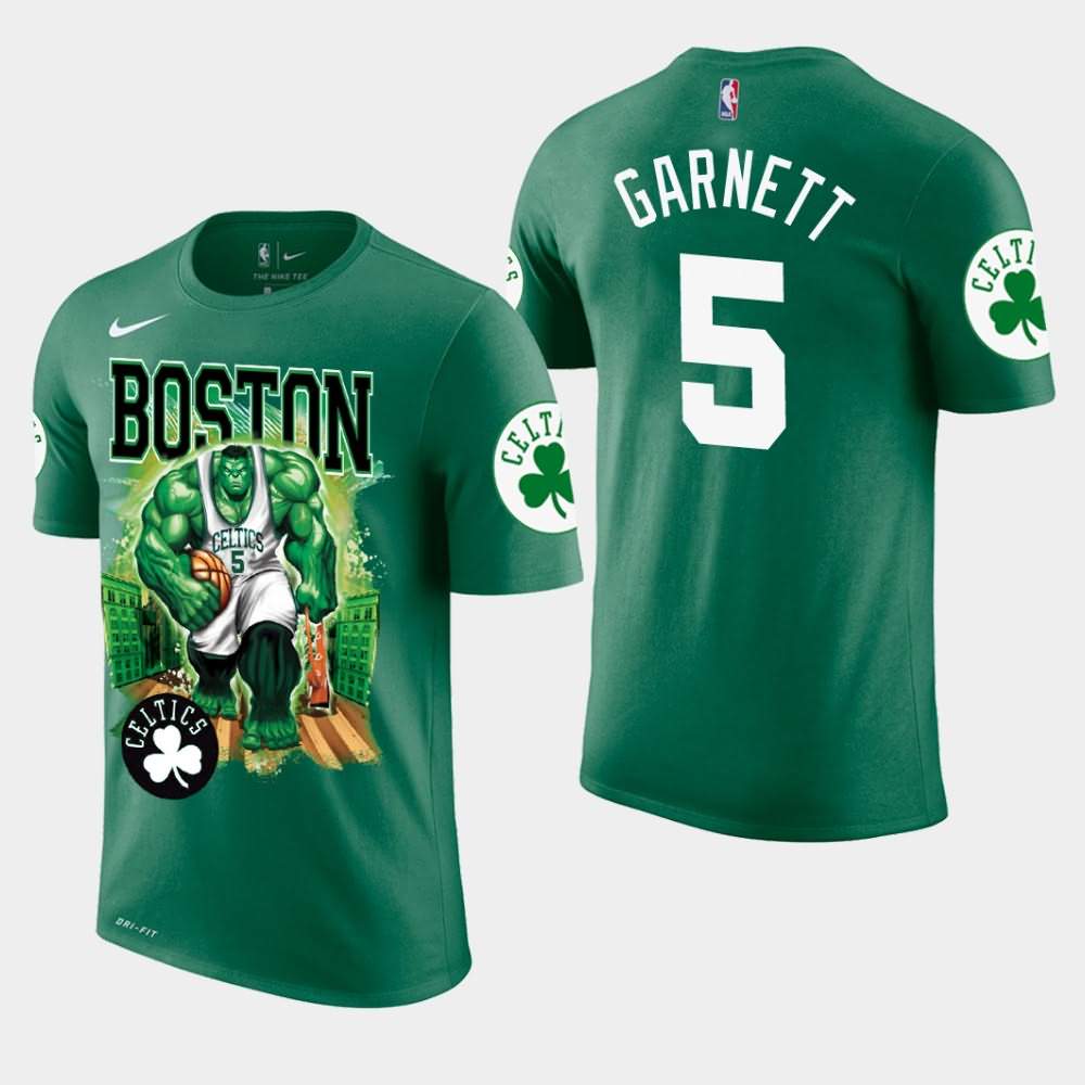 Men's Boston Celtics #5 Kevin Garnett Green Marvel Hulk Smash T-Shirt VJZ68E8A