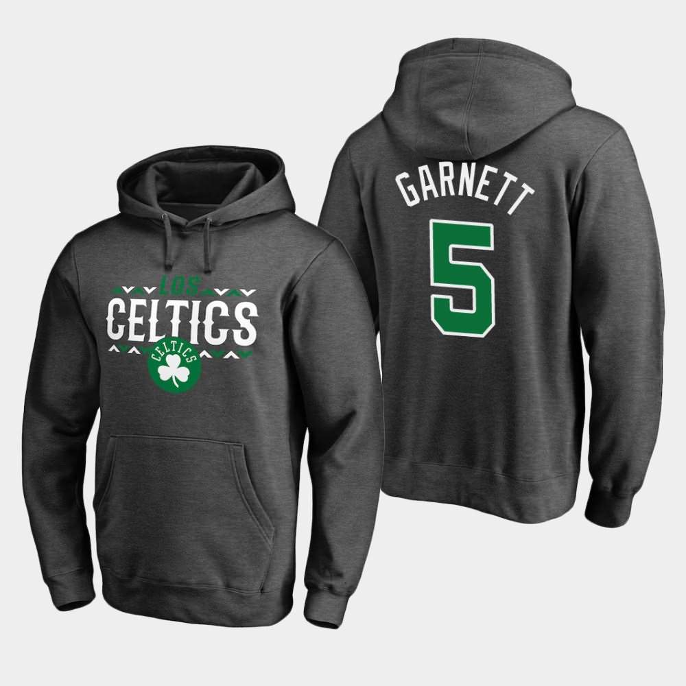 Men's Boston Celtics #5 Kevin Garnett Ash Noches Enebea Hoodie WXI26E3J