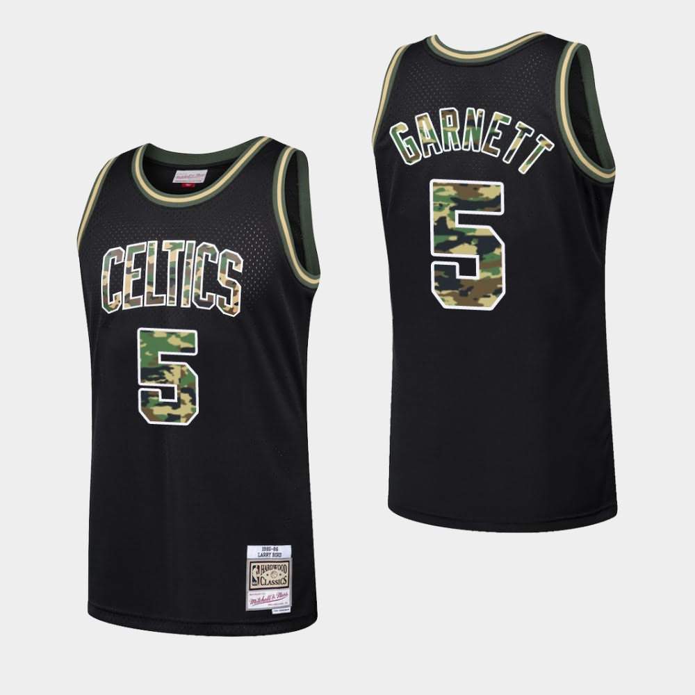 Men's Boston Celtics #5 Kevin Garnett Black Straight Fire Camo Jersey DAP82E8D