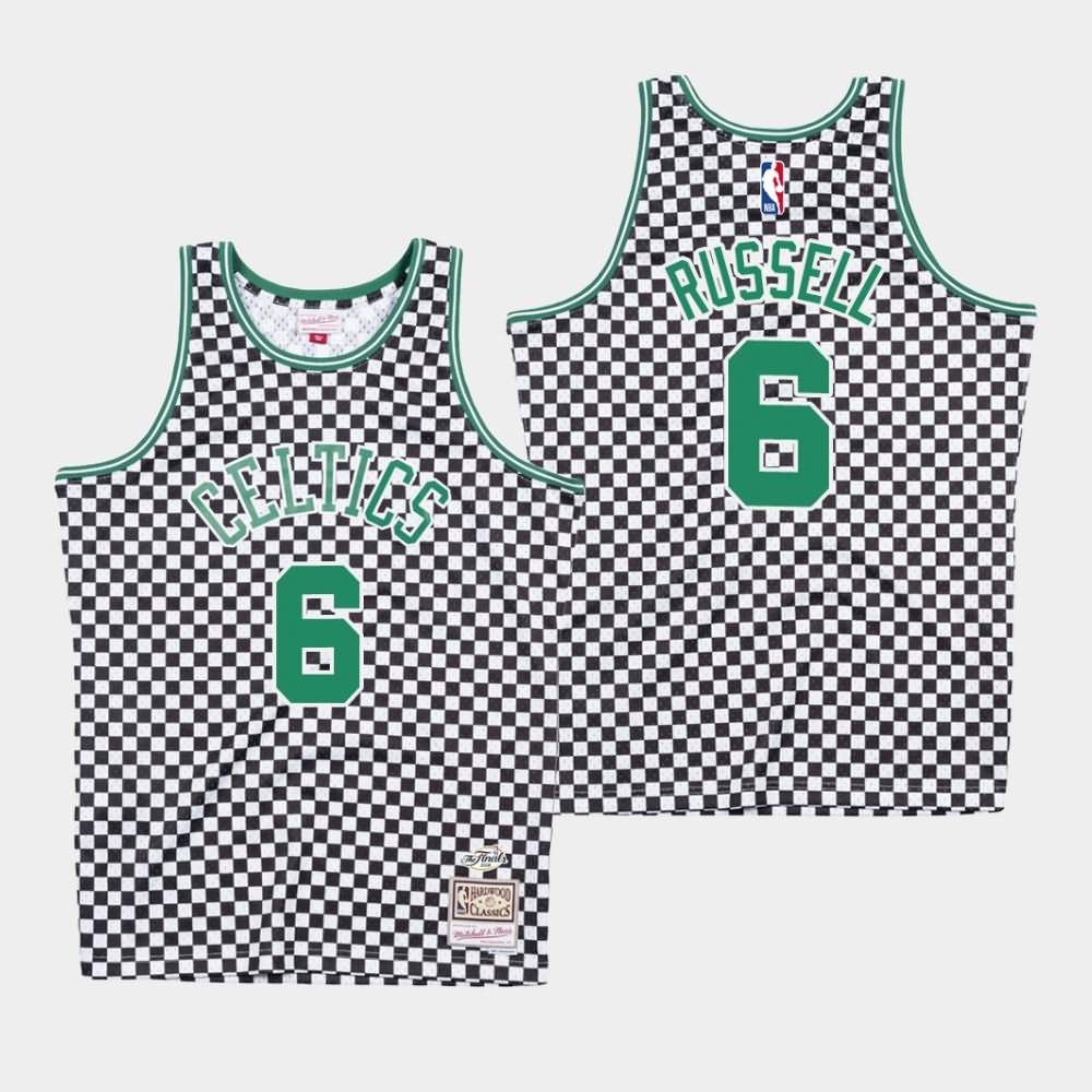 Men's Boston Celtics #6 Bill Russell White Checkerboard Jersey YNO24E3W