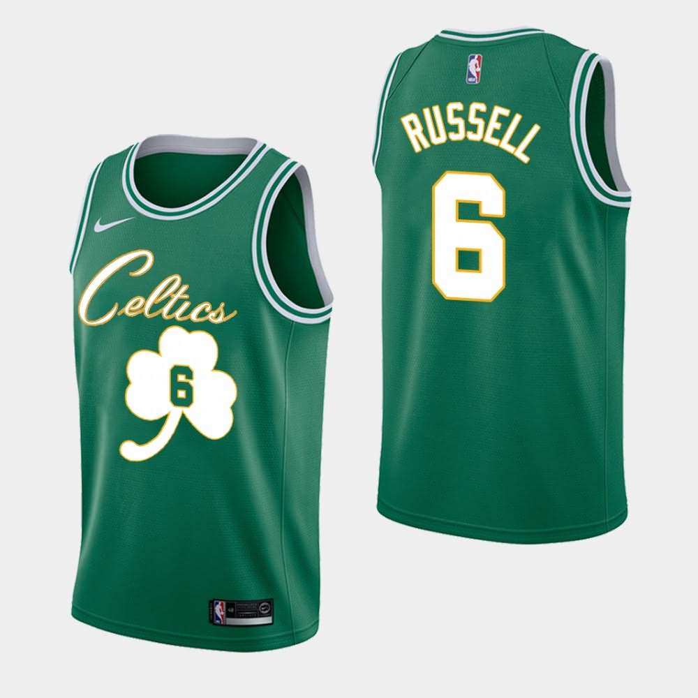 Men's Boston Celtics #6 Bill Russell Green Fashion Forever Lucky Jersey ILF38E6L
