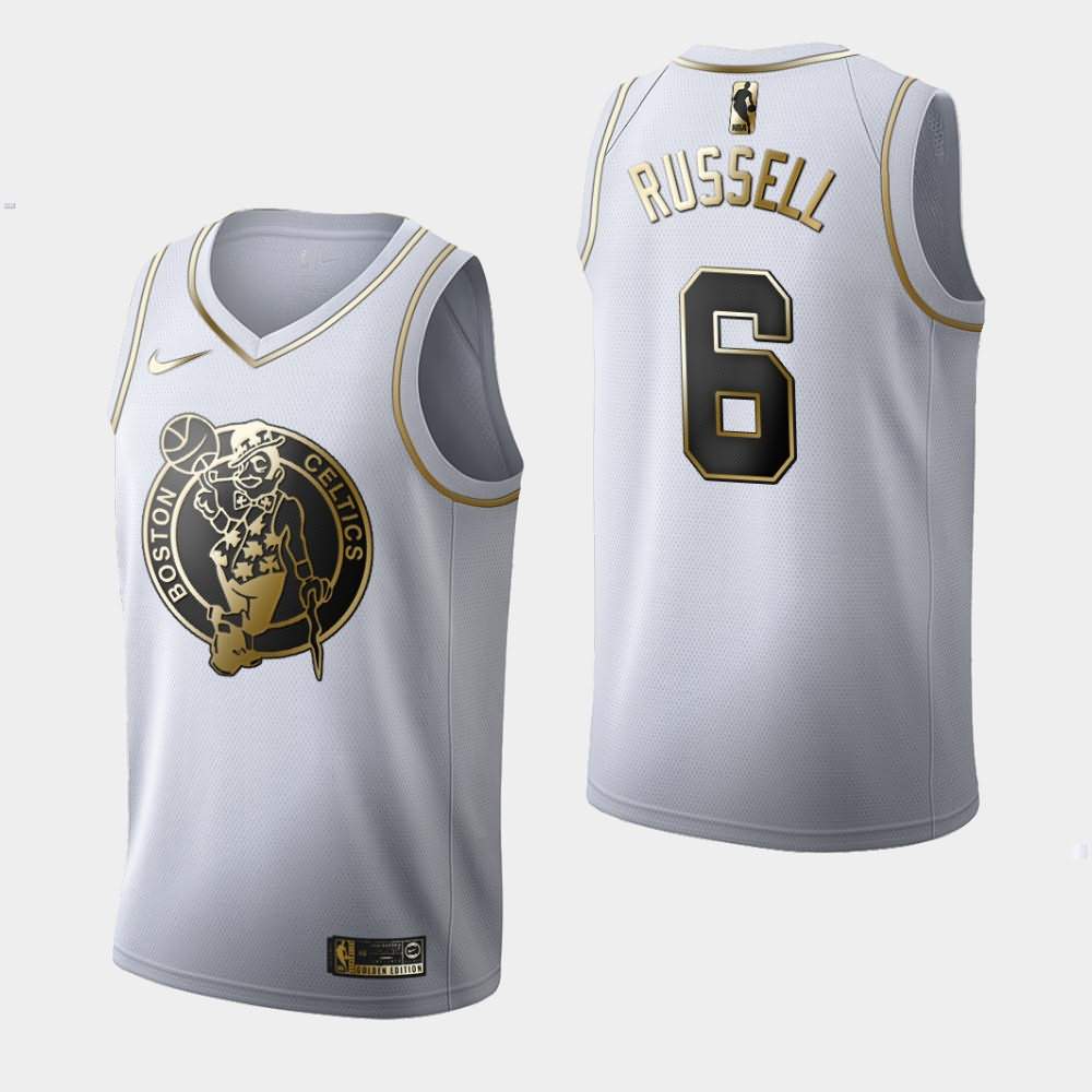Men's Boston Celtics #6 Bill Russell White Golden Edition Jersey ISG02E6G