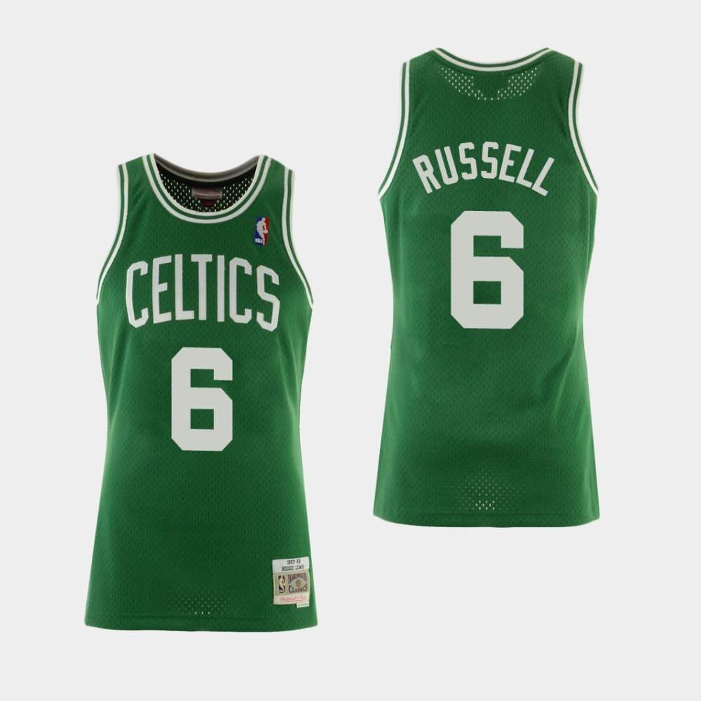 Men's Boston Celtics #6 Bill Russell Green Hardwood Classics Jersey SSH17E8U