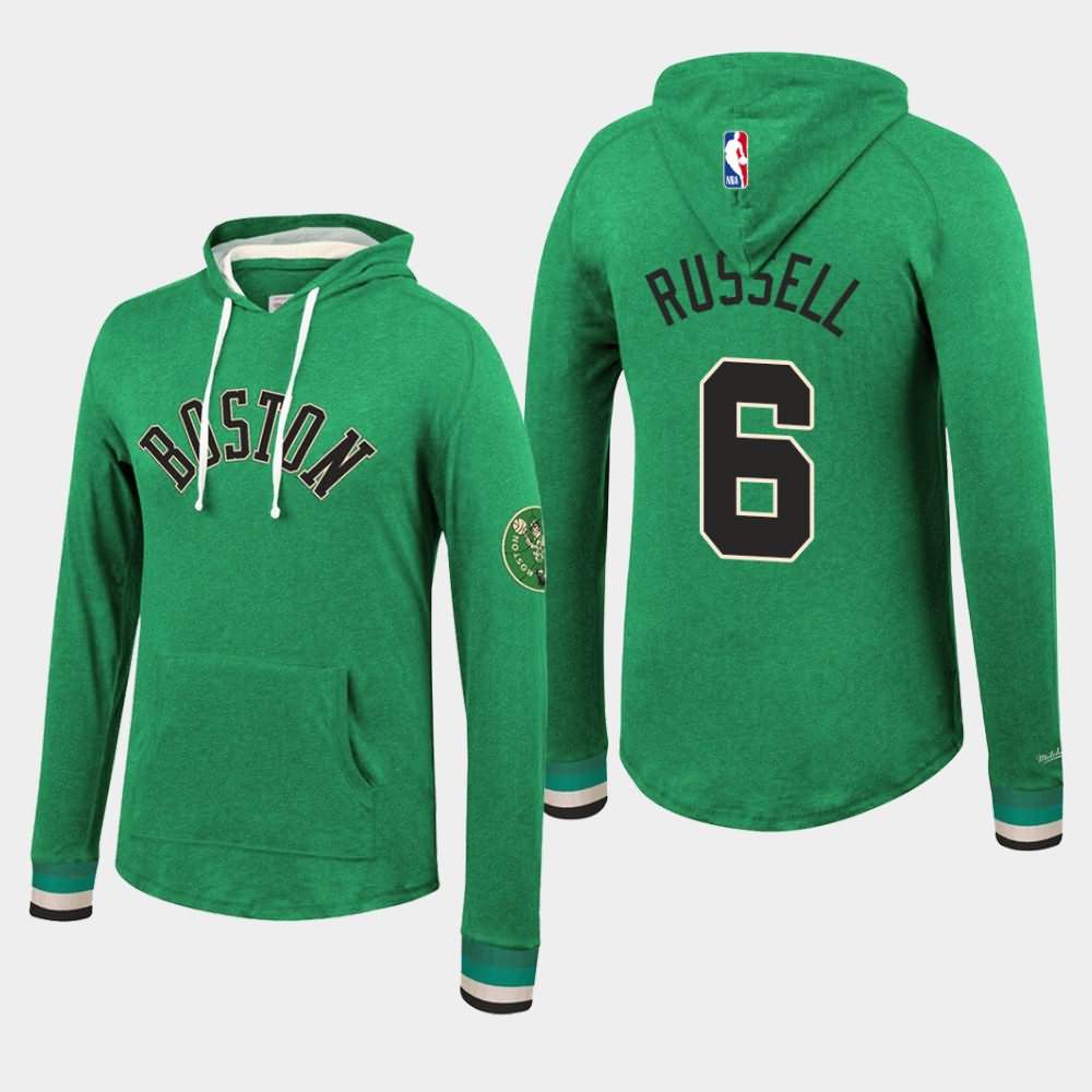 Men's Boston Celtics #6 Bill Russell Kelly Green Hardwood Classics Hoodie XCE58E5B