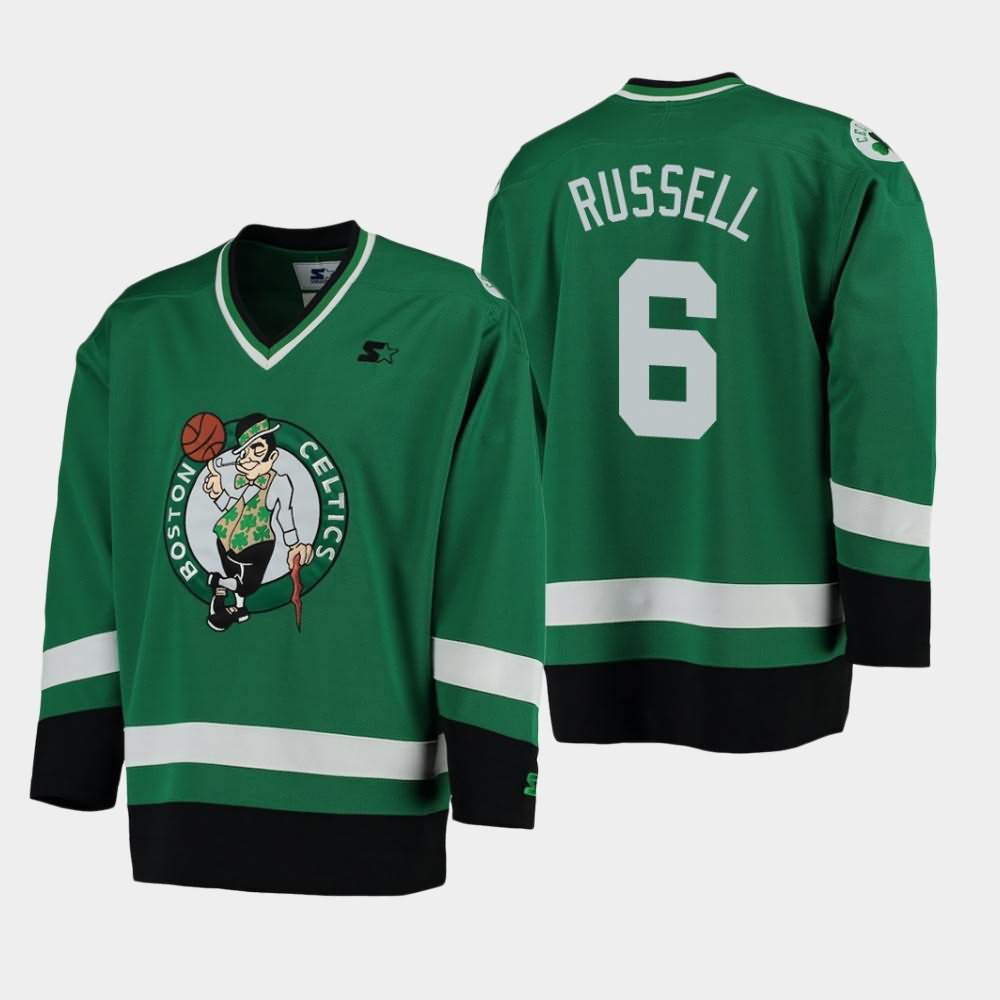 Men's Boston Celtics #6 Bill Russell Green Hockey Jersey TTY70E6R