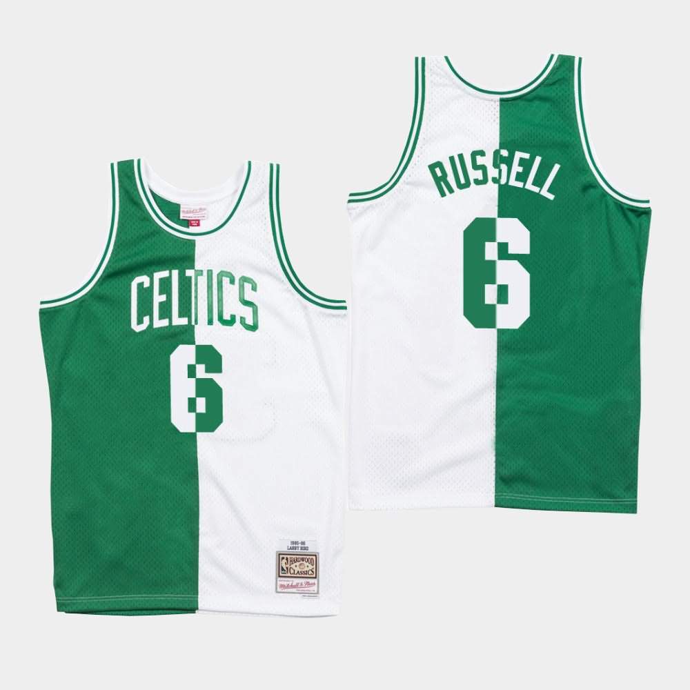 Men's Boston Celtics #6 Bill Russell Green White Split Jersey SAC15E2I