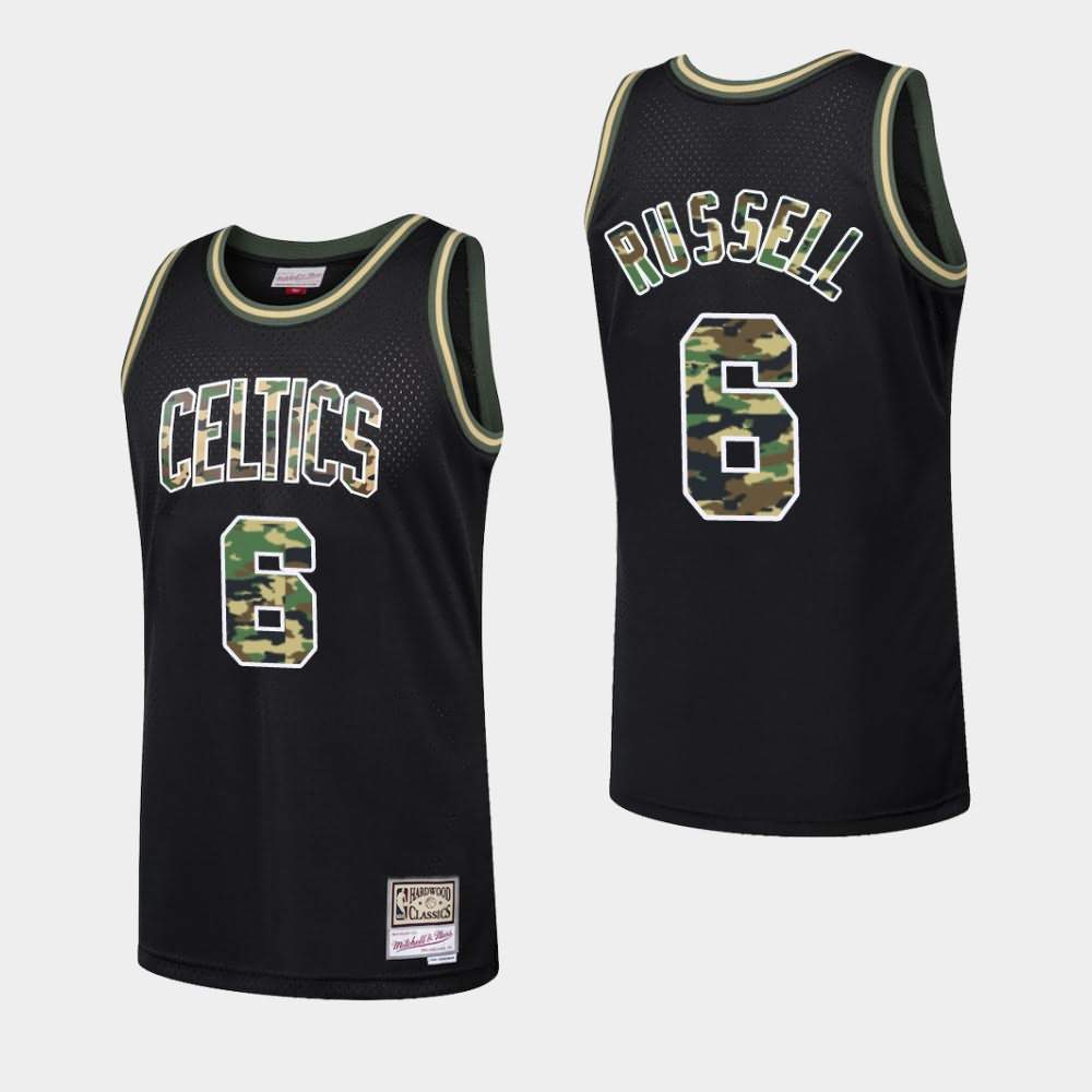 Men's Boston Celtics #6 Bill Russell Black Straight Fire Camo Jersey WHJ75E0O