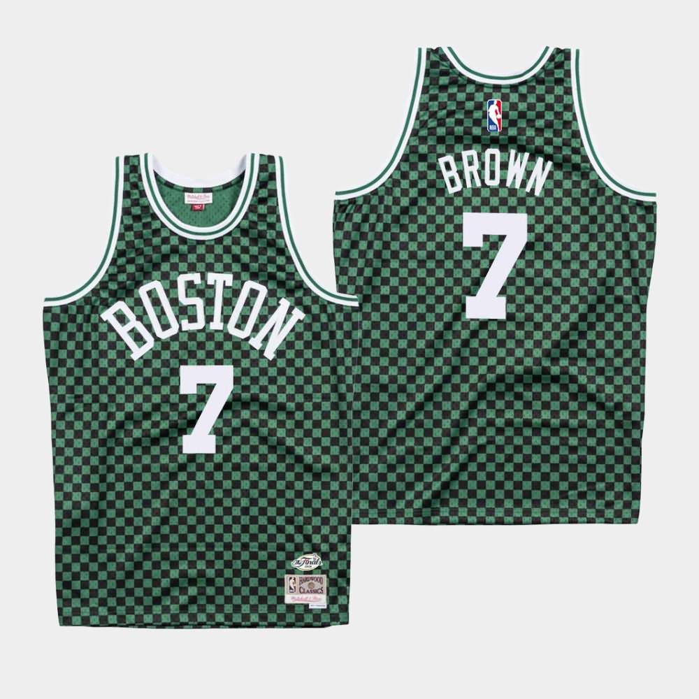 Men's Boston Celtics #7 Jaylen Brown Green Checkerboard Jersey RRV43E7V