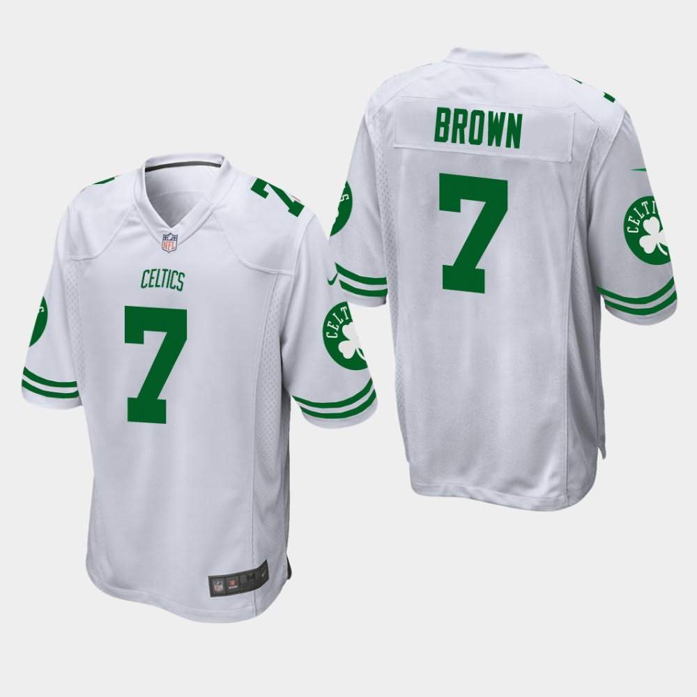 Men's Boston Celtics #7 Jaylen Brown White Football Jersey UYA10E7R