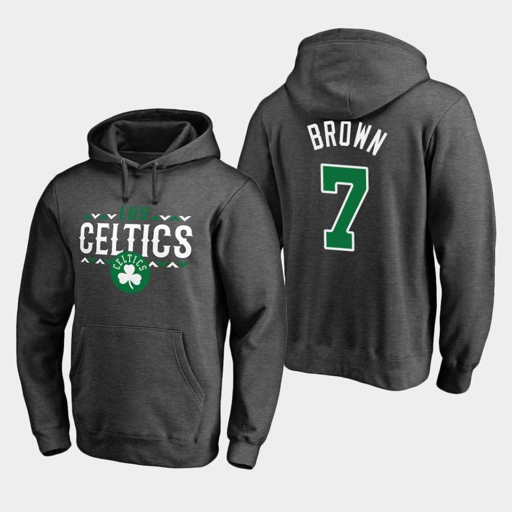 Men's Boston Celtics #7 Jaylen Brown Ash Noches Enebea Hoodie GBE02E1P