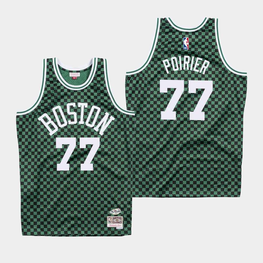 Men's Boston Celtics #77 Vincent Poirier Green Checkerboard Jersey RKV62E0T