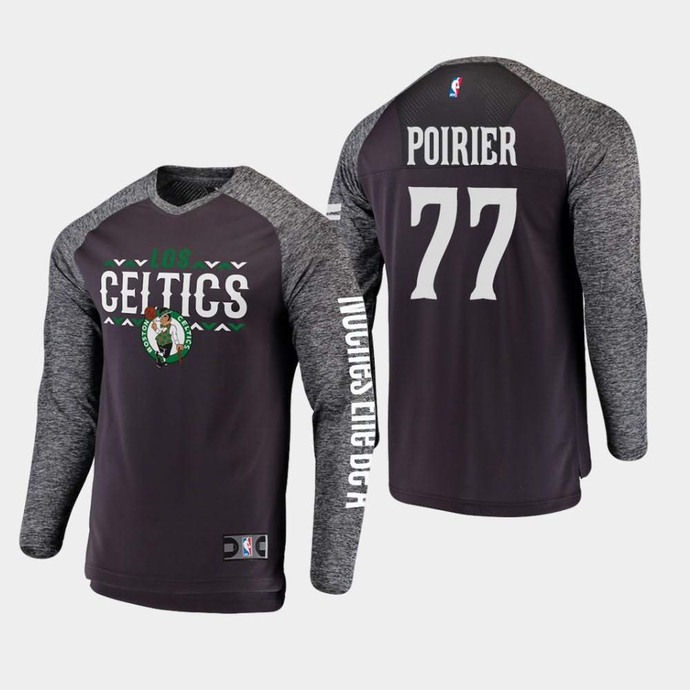 Men's Boston Celtics #77 Vincent Poirier Gray Long Sleeve Shooting Noches Enebea T-Shirt NXW14E4V