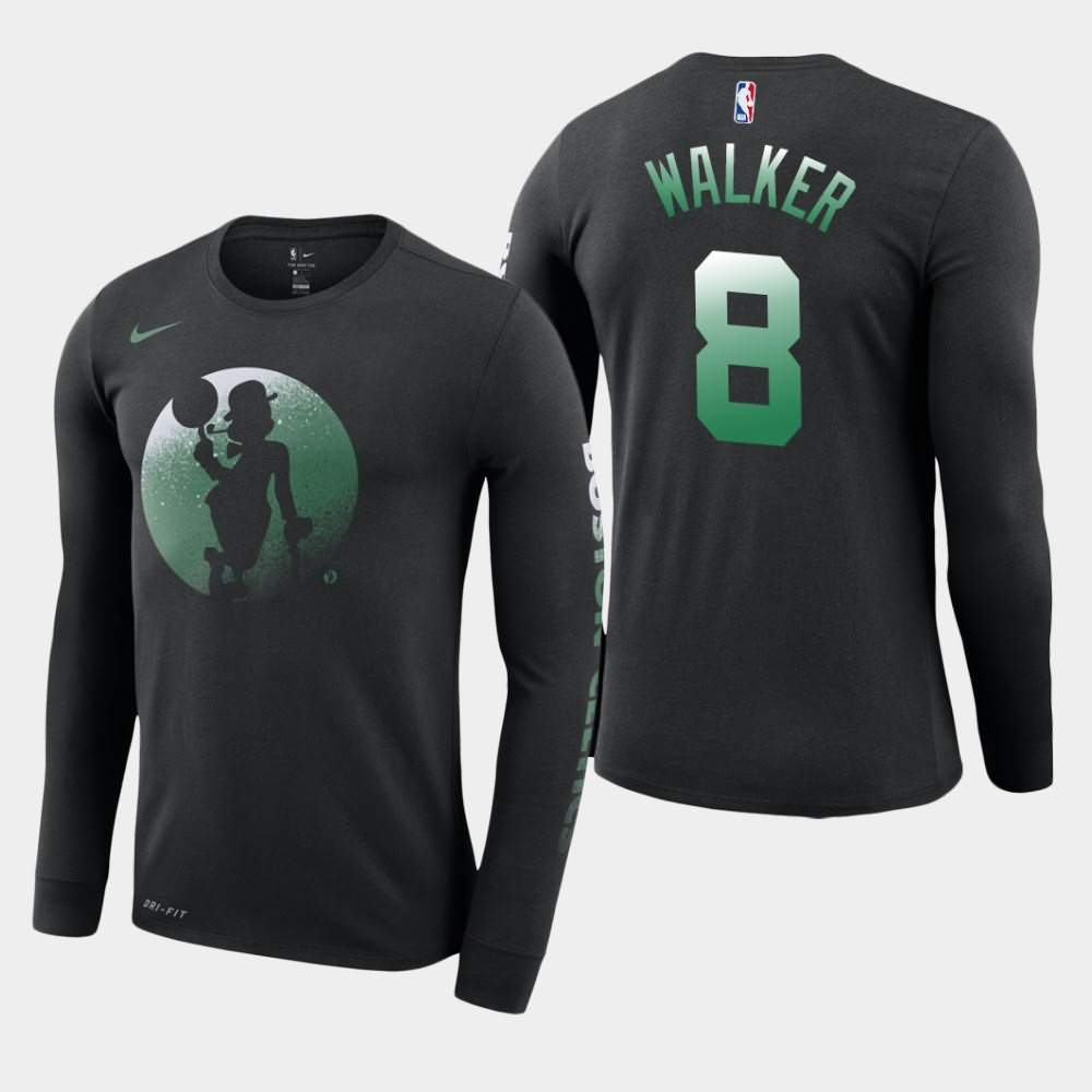 Men's Boston Celtics #8 Kemba Walker Black Long Sleeve Dry Dezzo Logo T-Shirt IFW54E6C