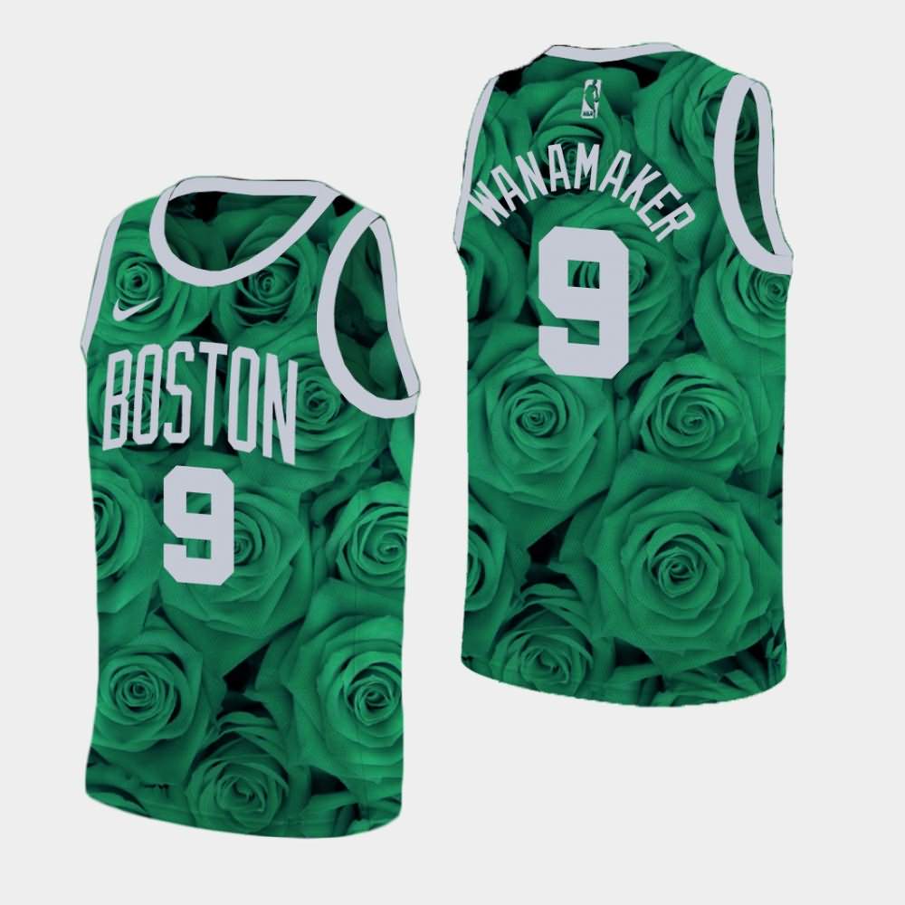 Men's Boston Celtics #9 Brad Wanamaker Green National Flower Rose Jersey HGG18E1H