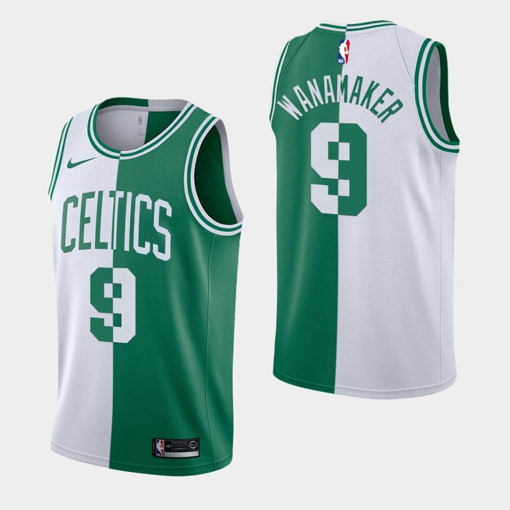 Men's Boston Celtics #9 Brad Wanamaker White Green Split Jersey KMO63E1G