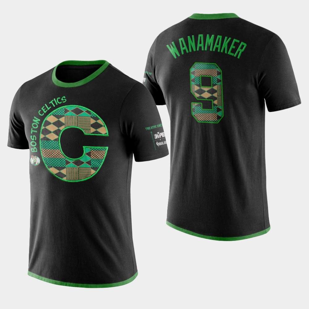 Men's Boston Celtics #9 Bradley Wanamaker Black Letter Performance Kente T-Shirt RMA50E4X
