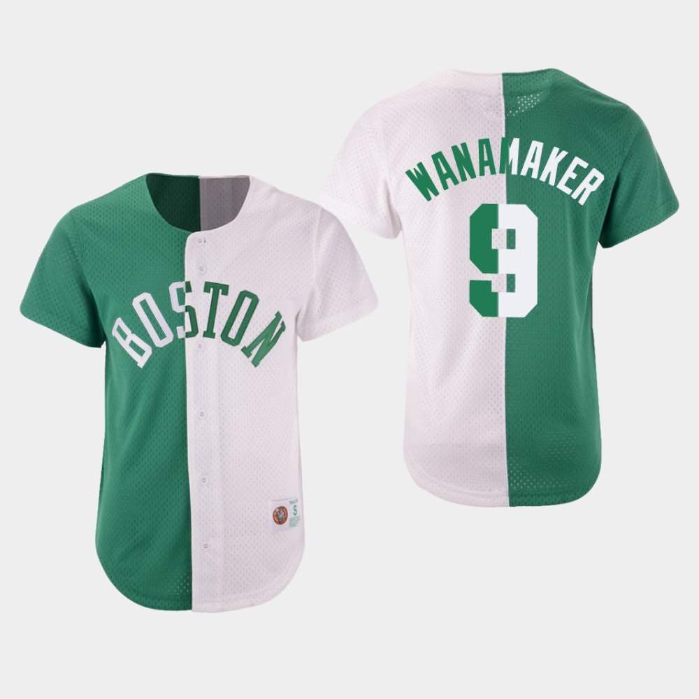 Men's Boston Celtics #9 Bradley Wanamaker Green White Split Mesh Button Jersey MEG38E1G