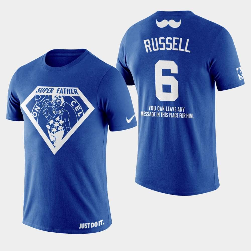 Men's Boston Celtics #6 Bill Russell Navy Super Dad 2019 Father's Day T-Shirt COM46E2O