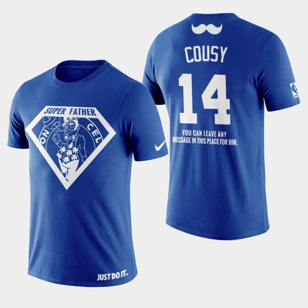 Men's Boston Celtics #14 Bob Cousy Navy Super Dad 2019 Father's Day T-Shirt GNZ14E5I