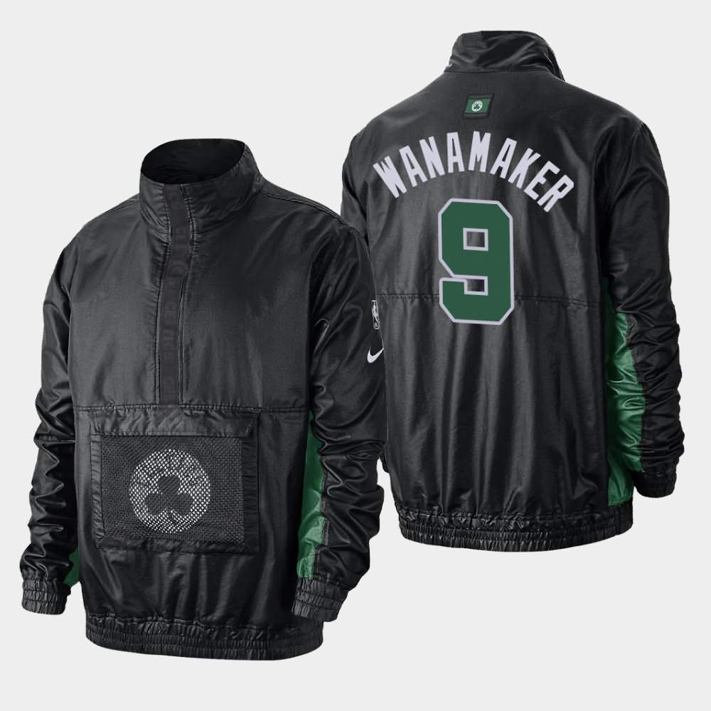 Men's Boston Celtics #9 Brad Wanamaker Black Lightweight Courtside Jacket QWQ52E8U