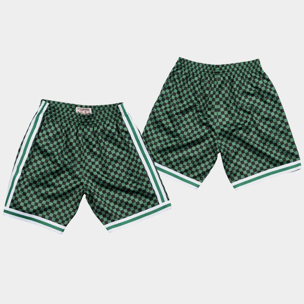 Men's Boston Celtics Green Fashion Swingman Performance Checkerboard Shorts POS72E2T
