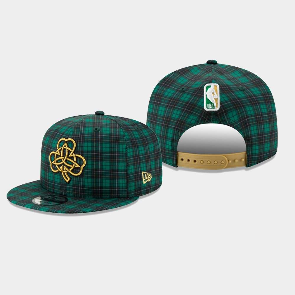 Men's Boston Celtics Green 9FIFTY Snapback Adjustable Plaid Earned Hat SMX74E5A