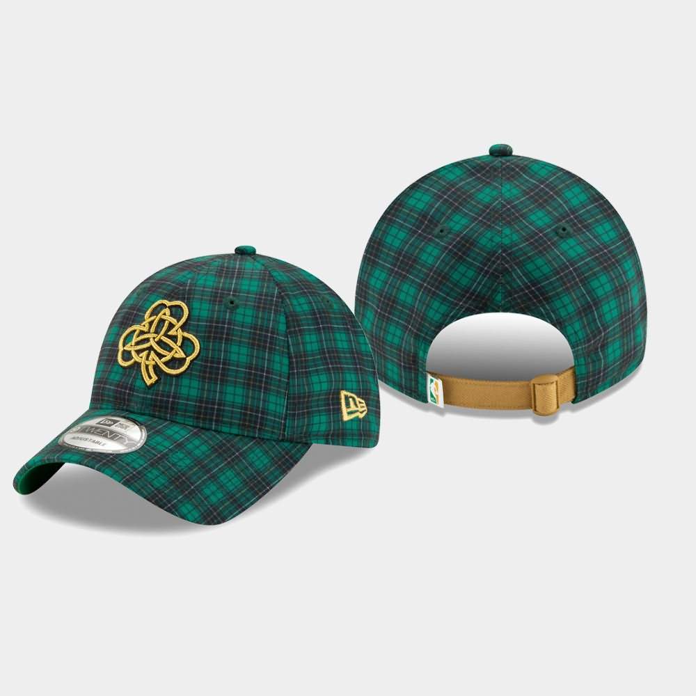 Men's Boston Celtics Green 9TWENTY Adjustable Plaid Earned Hat BSA36E7U