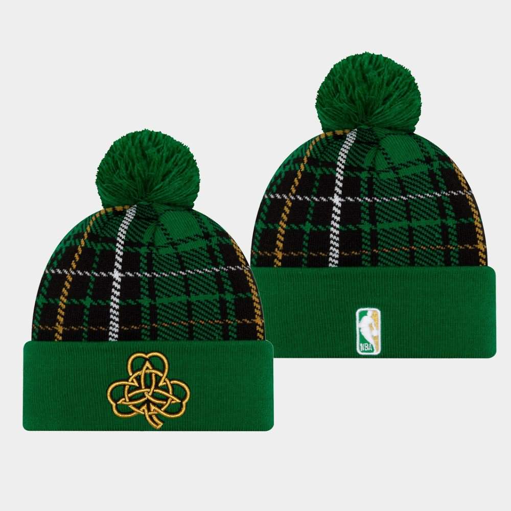 Men's Boston Celtics Green Plaid Knit Earned Hat VYA76E1P