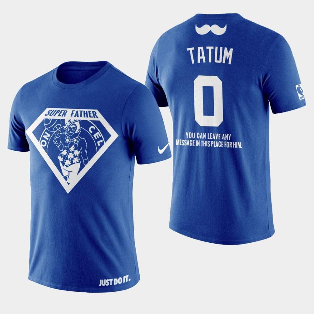 Men's Boston Celtics #0 Jayson Tatum Navy Super Dad 2019 Father's Day T-Shirt VAF76E0T