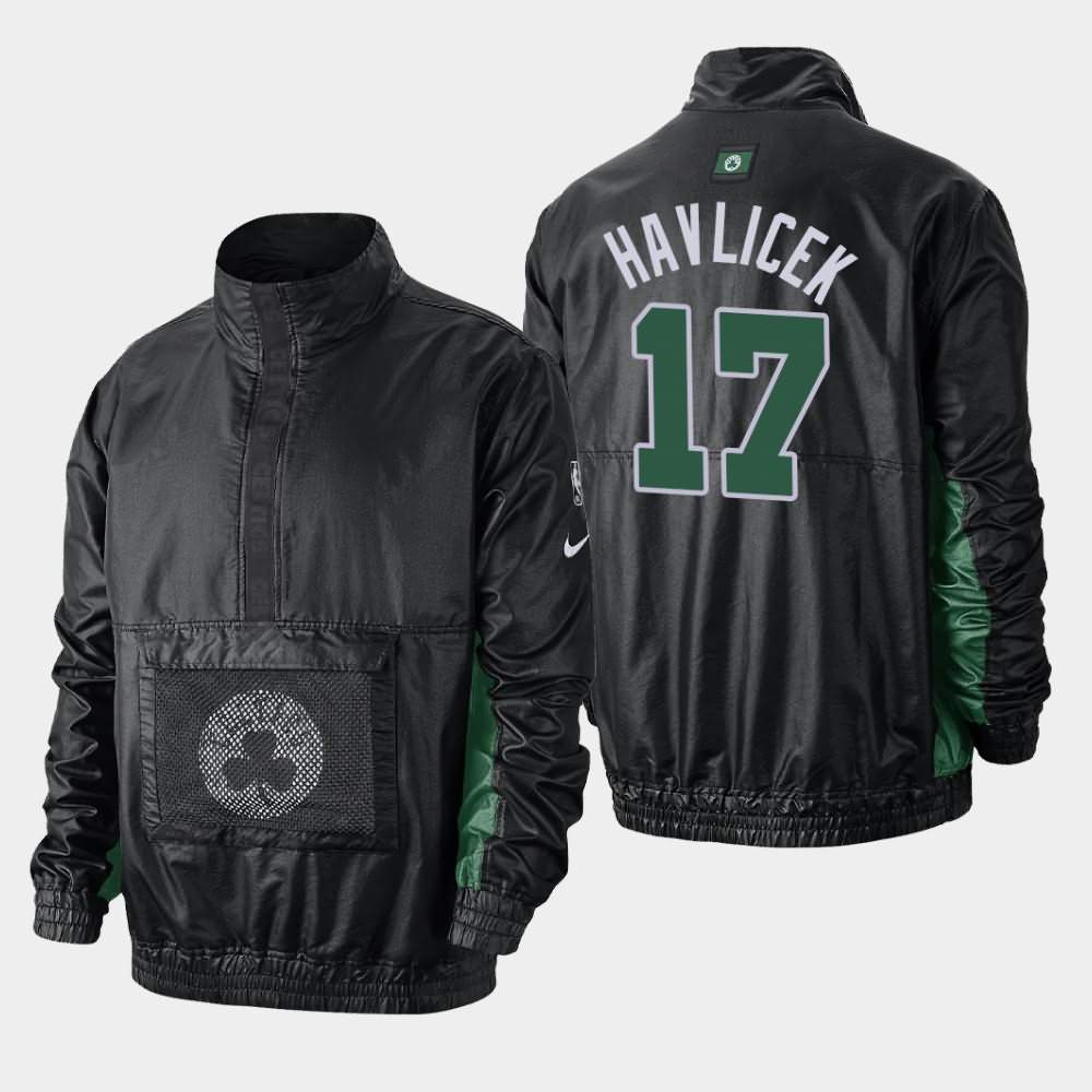 Men's Boston Celtics #17 John Havlicek Black Lightweight Courtside Jacket CRT13E8L