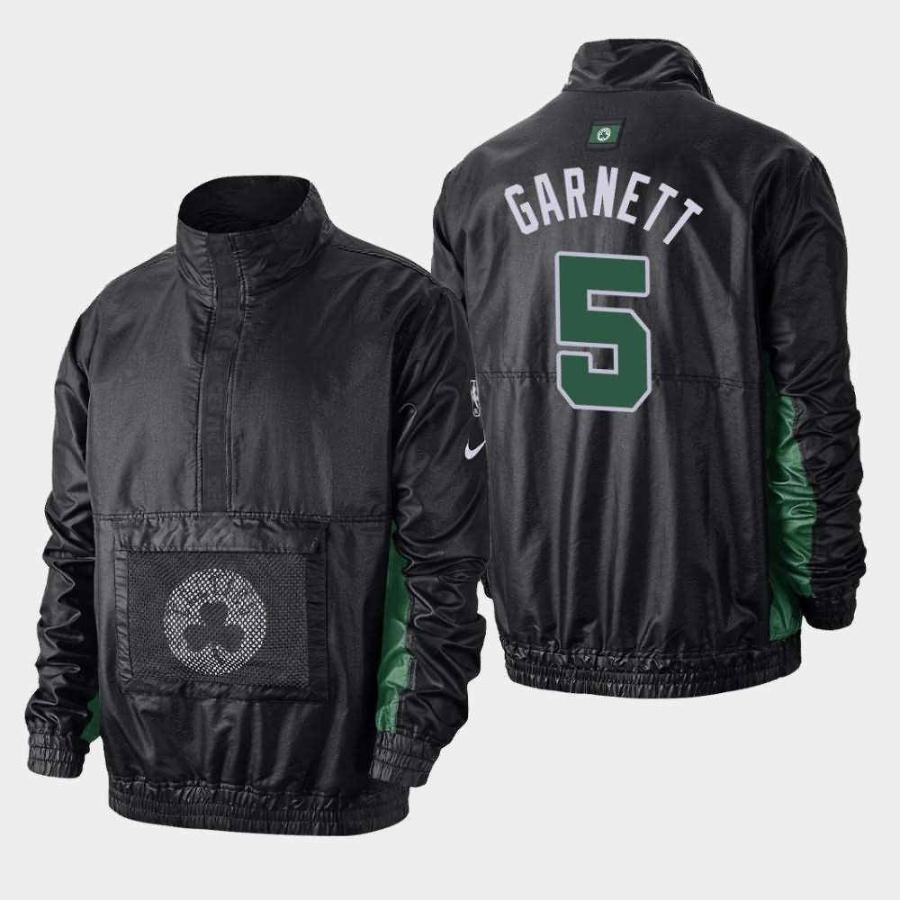 Men's Boston Celtics #5 Kevin Garnett Black Lightweight Courtside Jacket OOJ73E4J