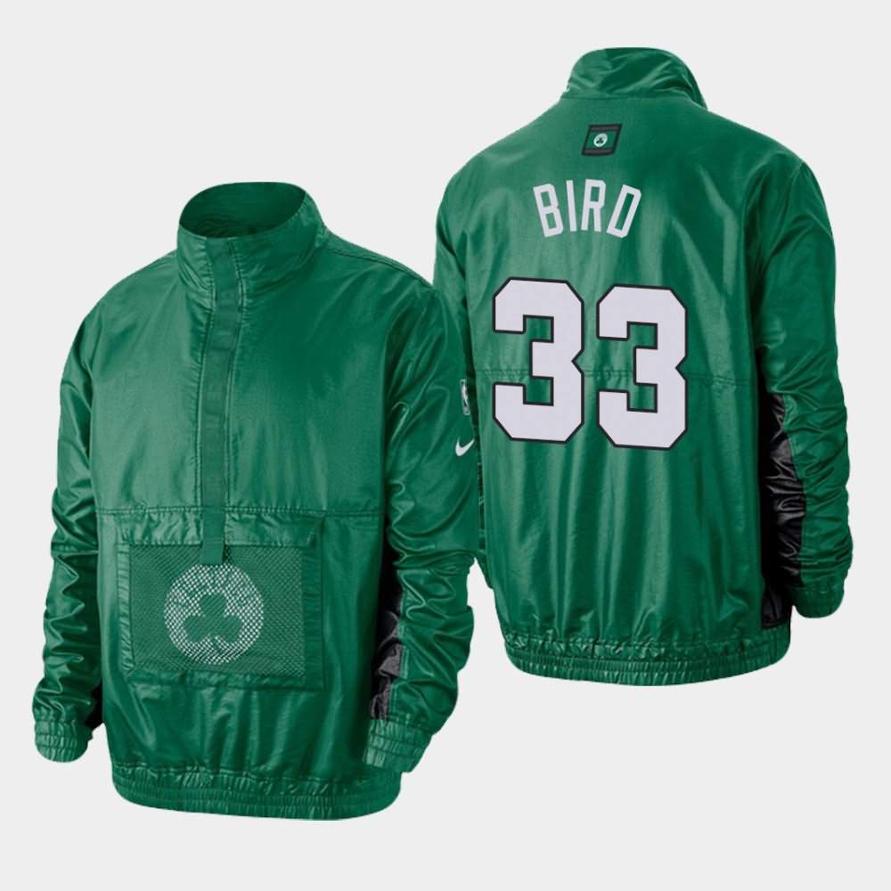 Men's Boston Celtics #33 Larry Bird Kelly Green Lightweight Courtside Jacket FXH58E0X