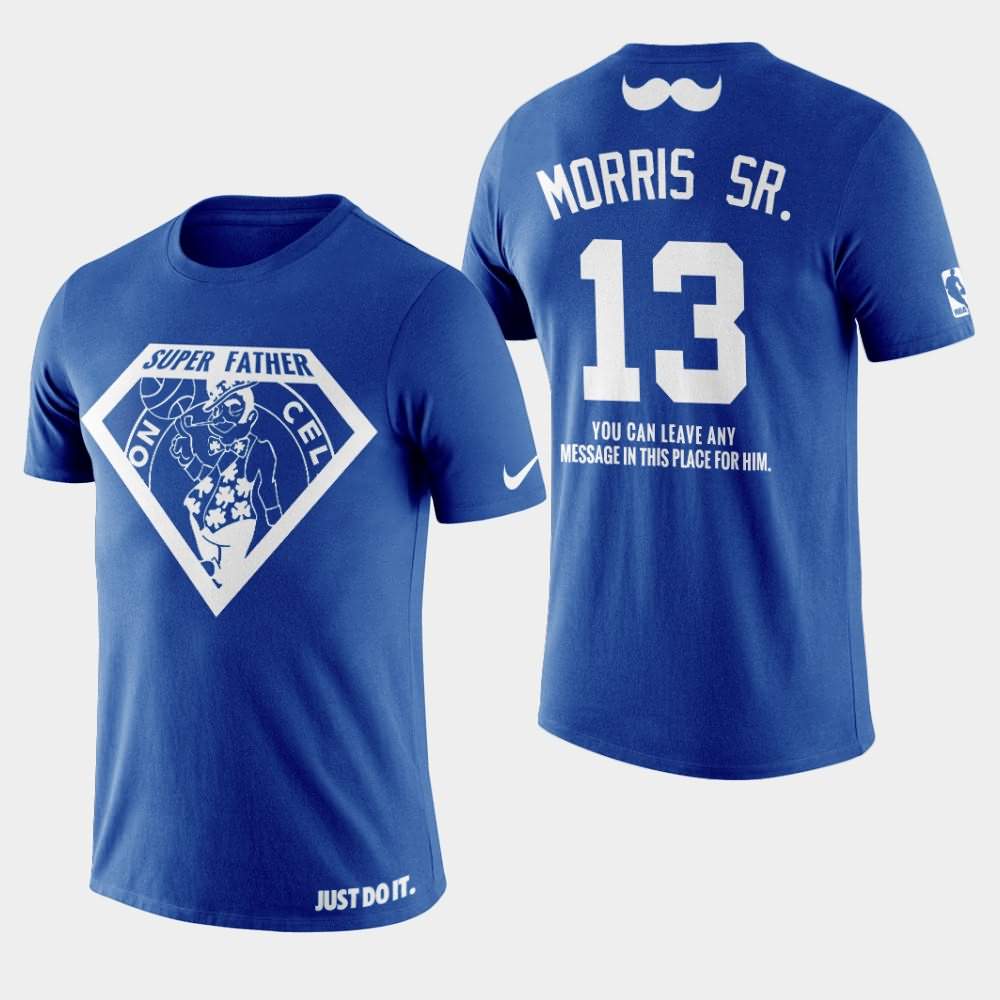 Men's Boston Celtics #13 Marcus Morris Sr. Navy Super Dad 2019 Father's Day T-Shirt WET58E4B