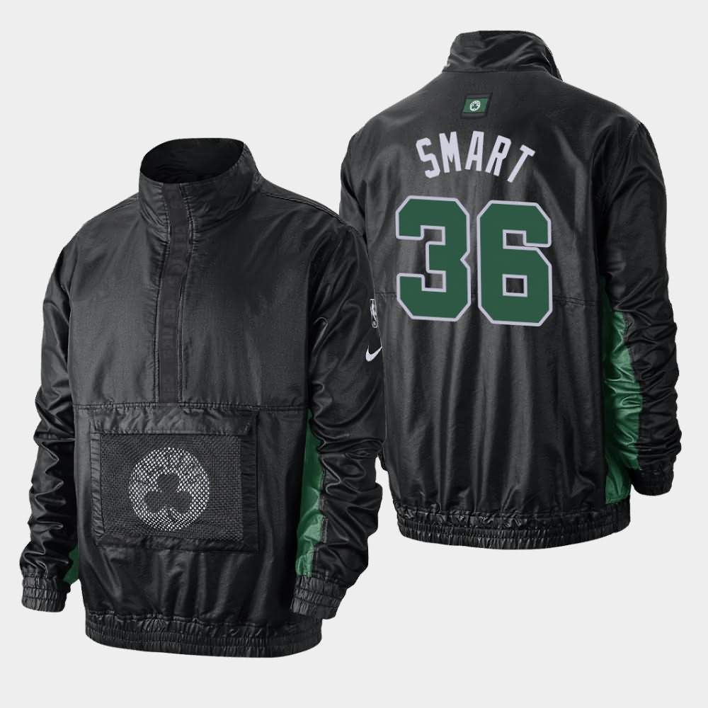 Men's Boston Celtics #36 Marcus Smart Black Lightweight Courtside Jacket BRY82E3J