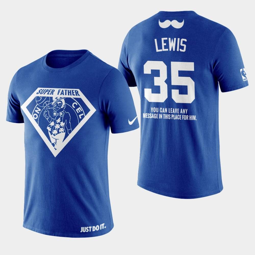 Men's Boston Celtics #35 Reggie Lewis Navy Super Dad 2019 Father's Day T-Shirt BKU26E7J