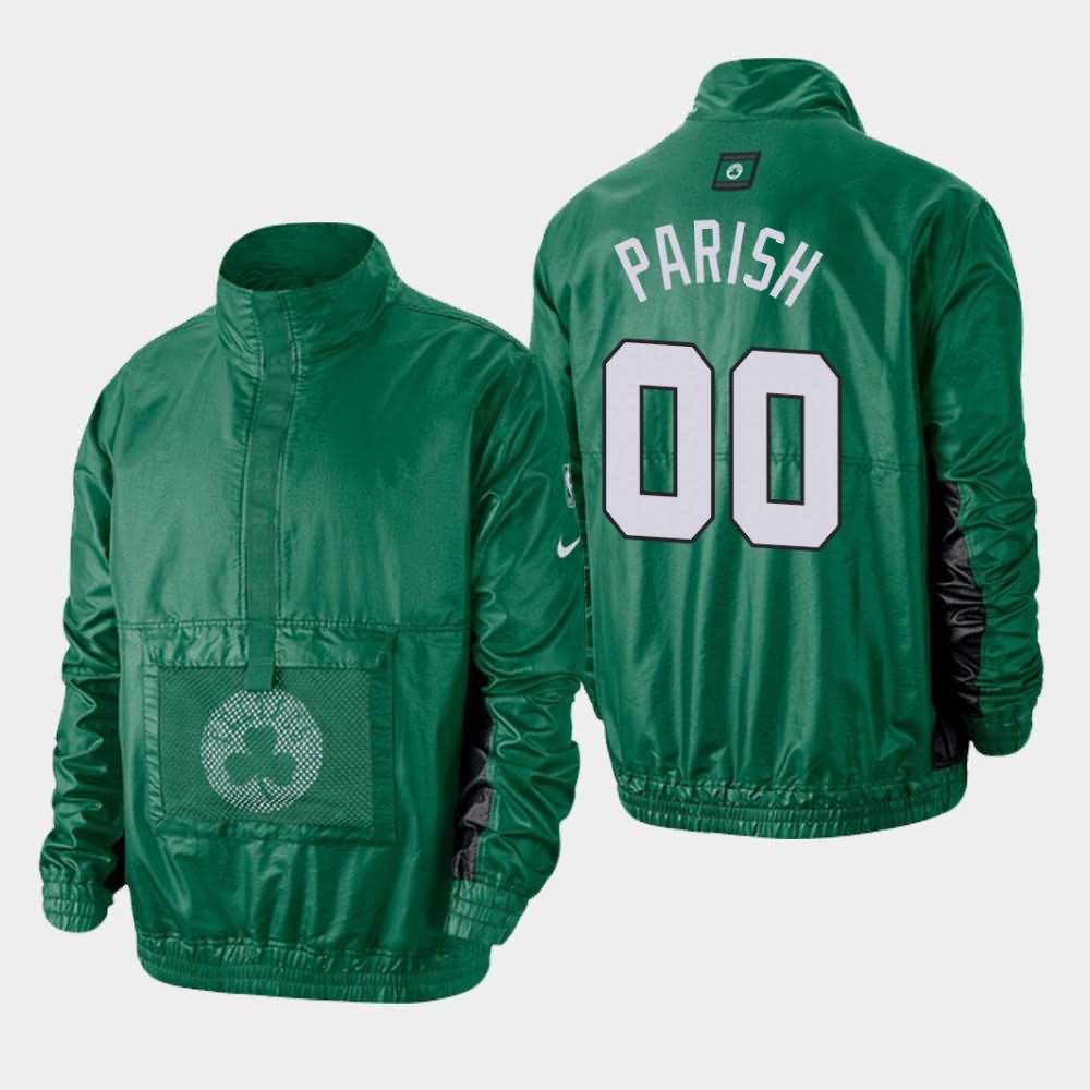 Men's Boston Celtics #00 Robert Parish Kelly Green Lightweight Courtside Jacket WSZ06E8H