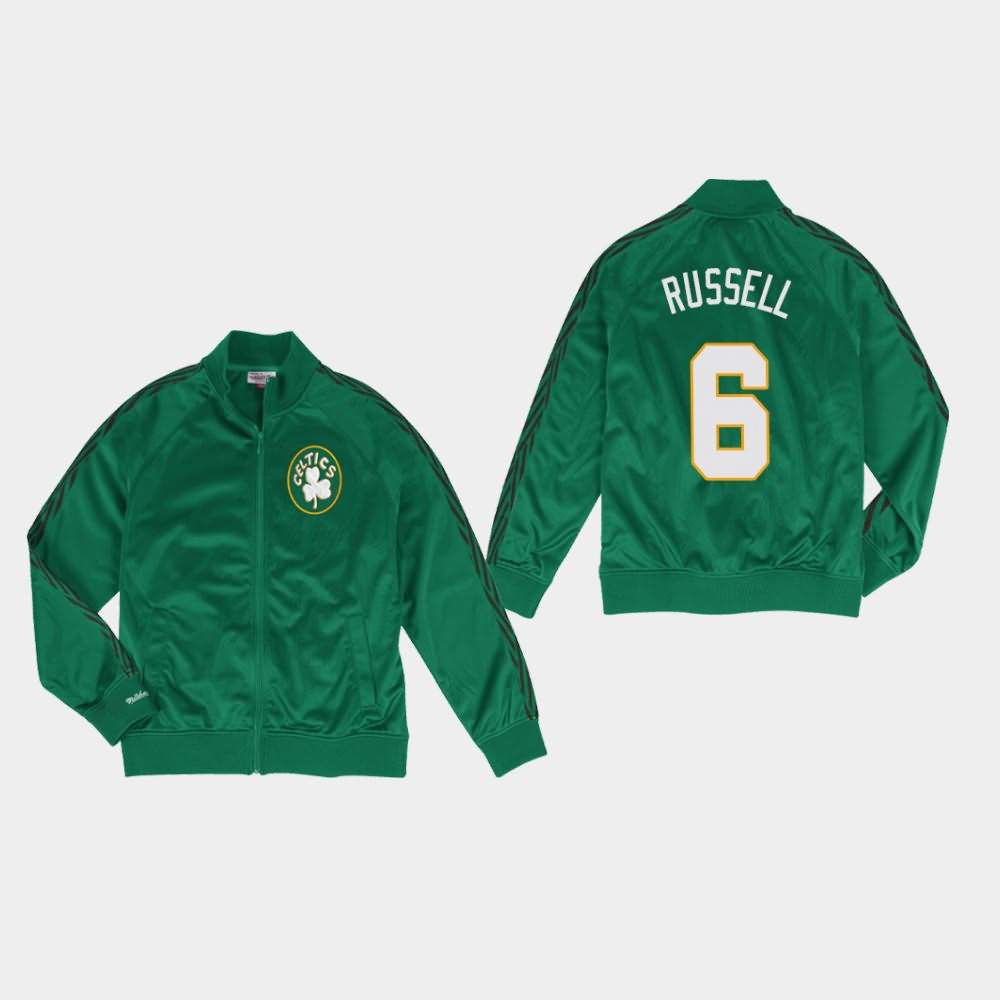 Men's Boston Celtics #6 Bill Russell Kelly Green Mitchell & Ness Full-Zip Track Jacket YRV50E2R