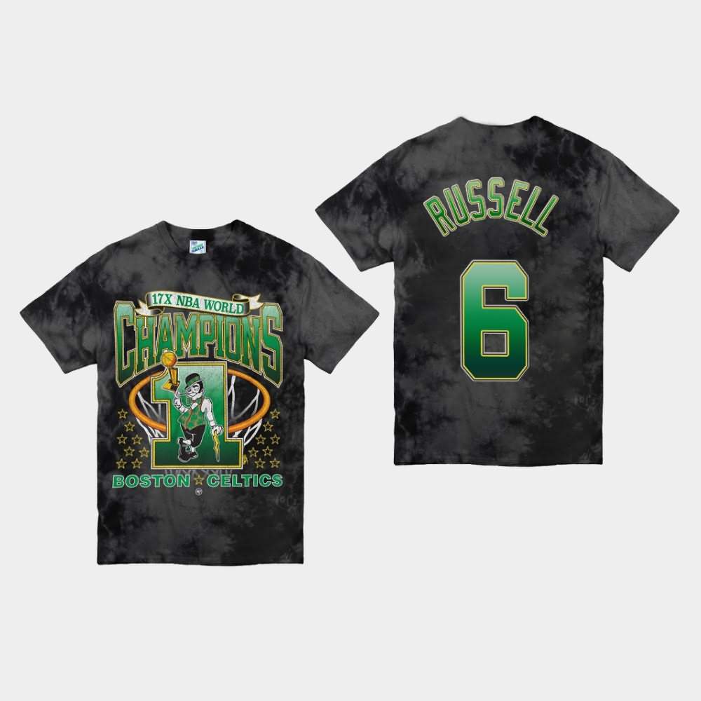 Men's Boston Celtics #6 Bill Russell Black NBA Vintage Tubular Playoff Edition Streaker T-Shirt LSV82E1U