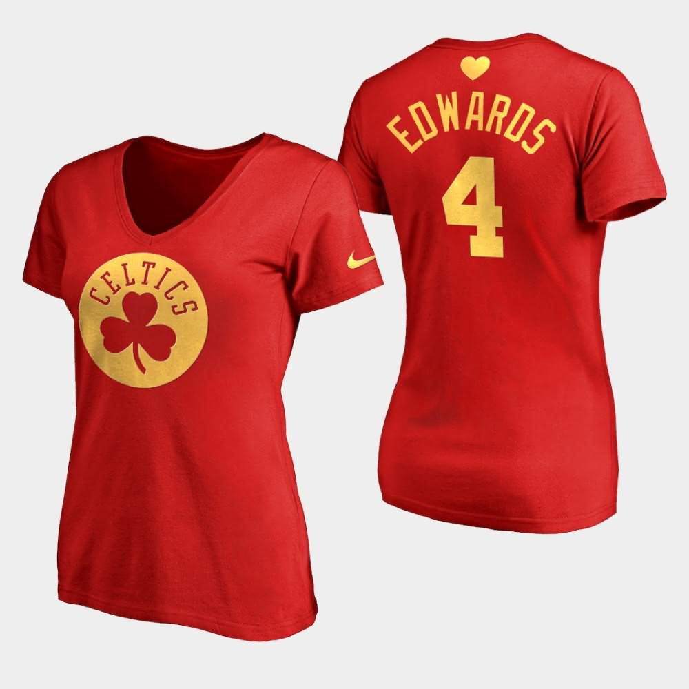 Women's Boston Celtics #4 Carsen Edwards Red NBA Gifts Idea 2020 Mothers Day T-Shirt ZAR17E4D
