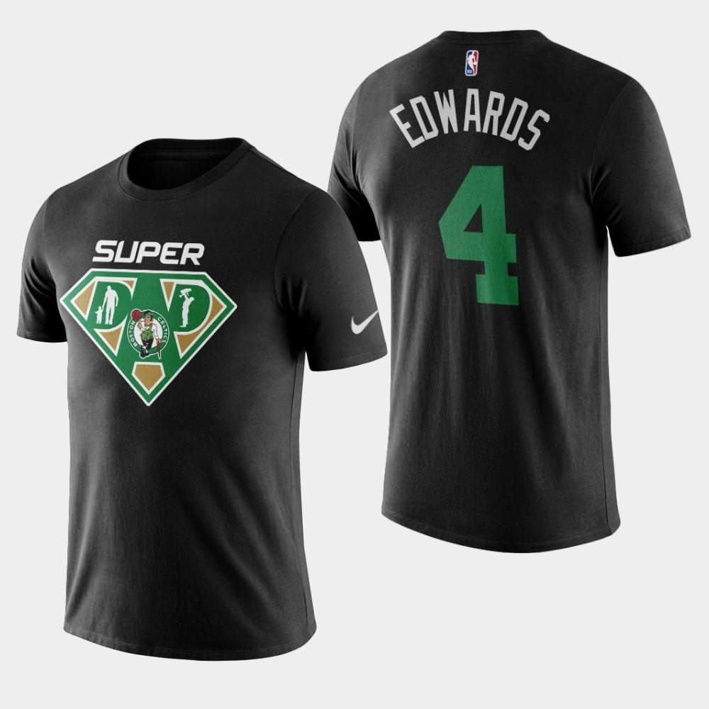 Men's Boston Celtics #4 Carsen Edwards Black NBA 2020 Super Dad T-Shirt NMU67E0D