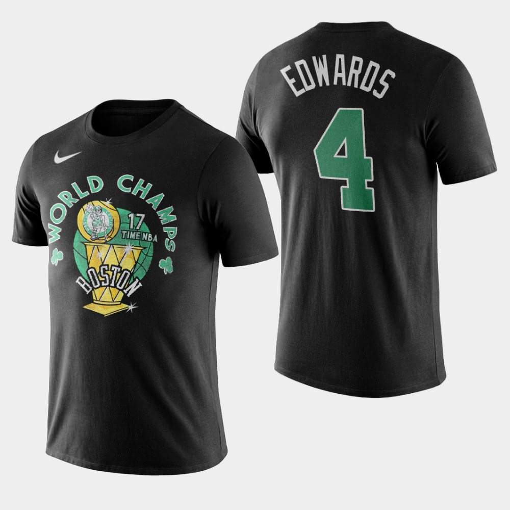 Men's Boston Celtics #4 Carsen Edwards Black NBA Name Number World Champs T-Shirt BVH58E0V