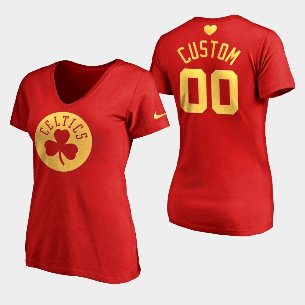 Women's Boston Celtics #00 Custom Red NBA Gifts Idea 2020 Mothers Day T-Shirt BHD06E0L