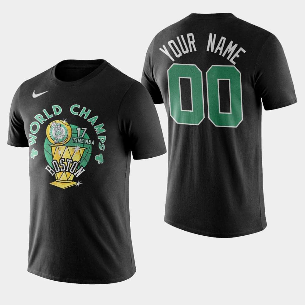 Men's Boston Celtics #00 Custom Black NBA Name Number World Champs T-Shirt GYD17E8Y